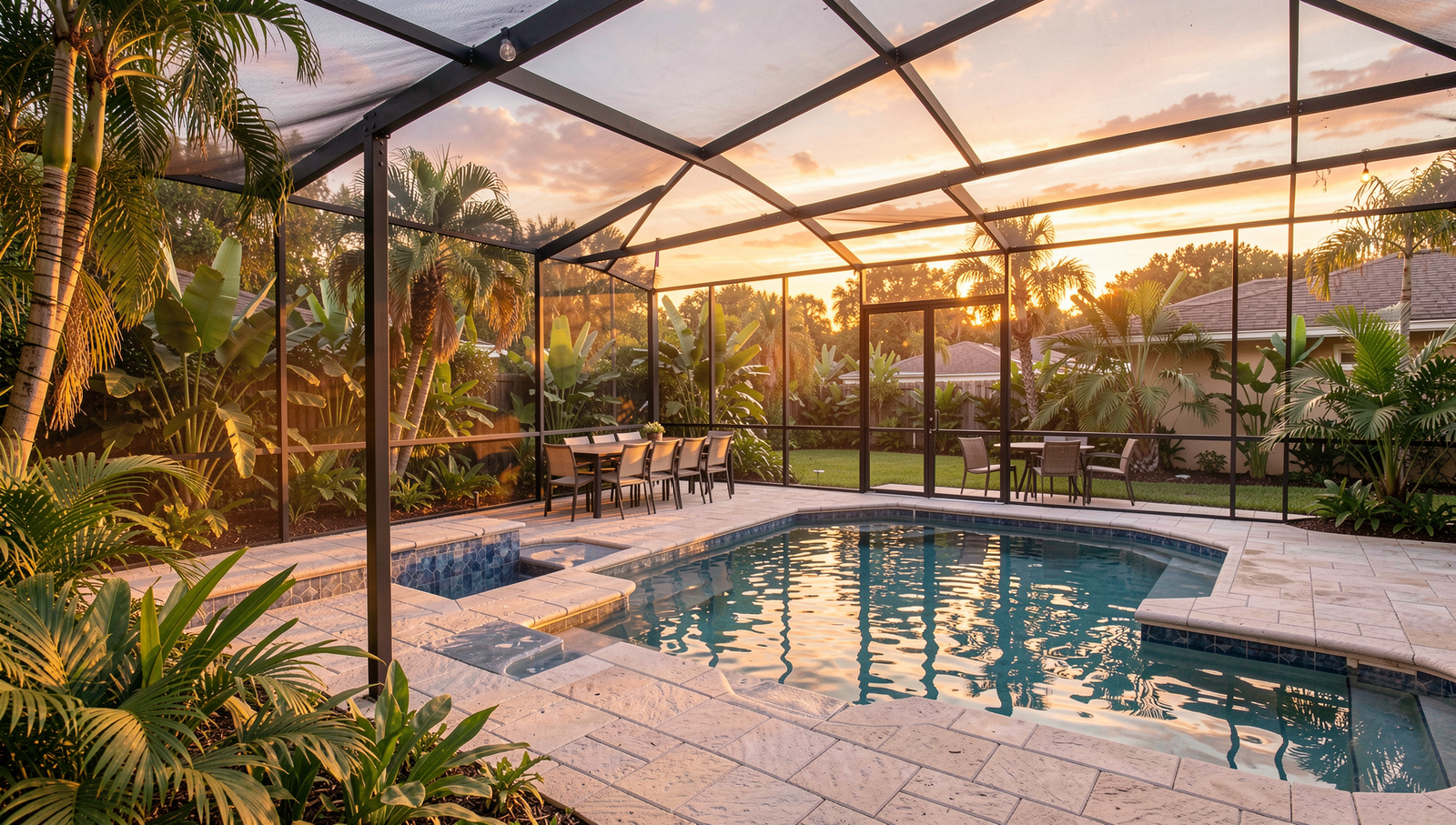 Spring Hill Florida home with screened pool patio lifestyle