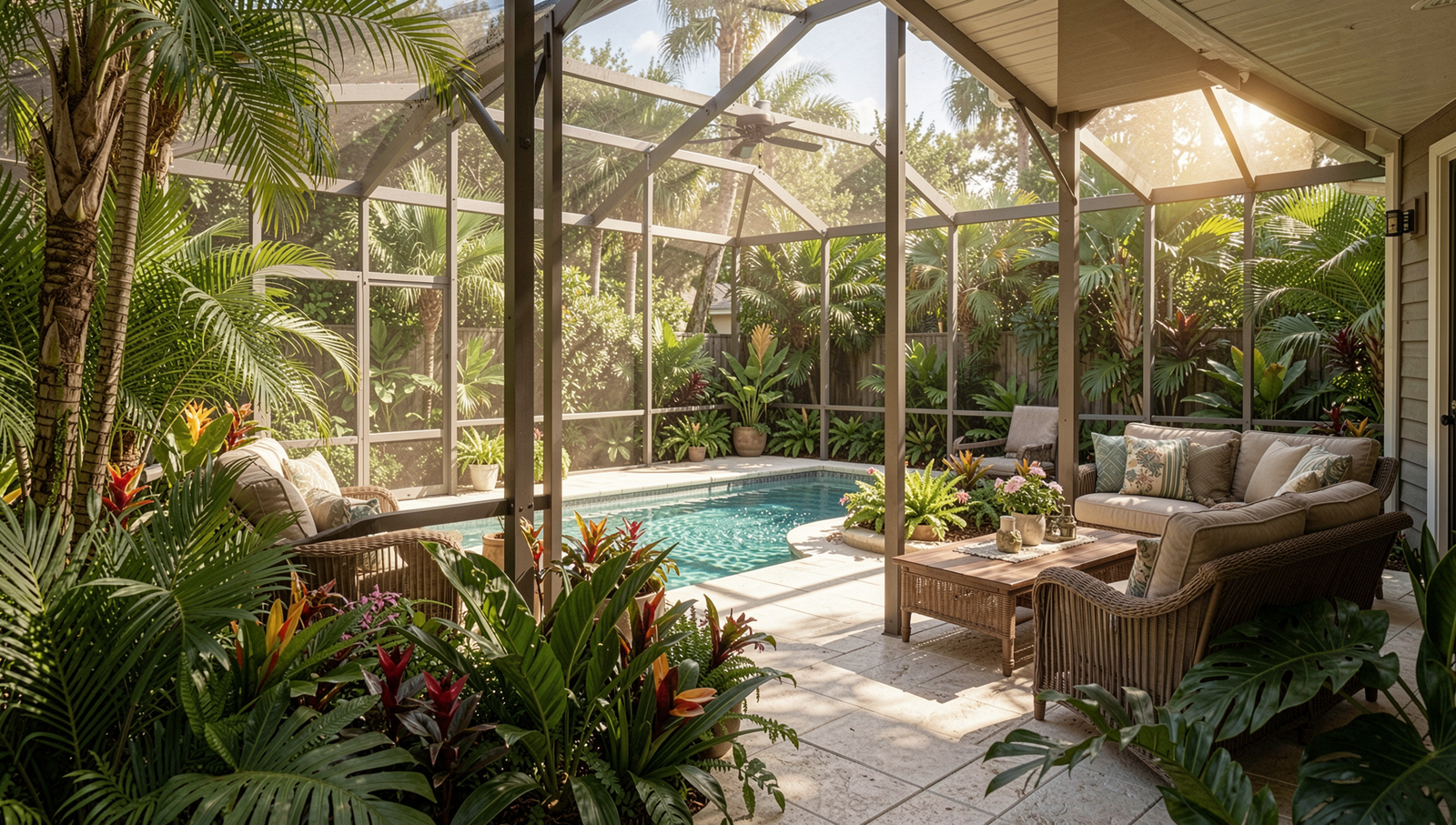 Spring Hill Florida home with pool and screened lanai